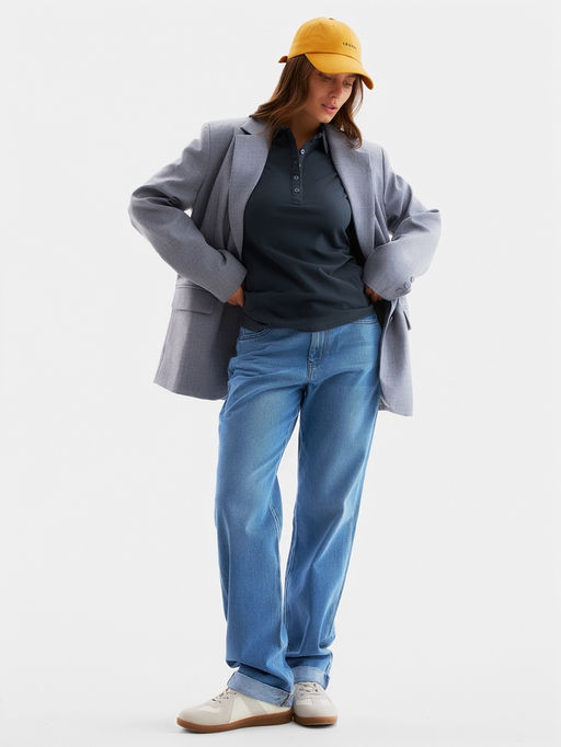 Футболка поло женская MINAKU: Basic line, графит, размер 50