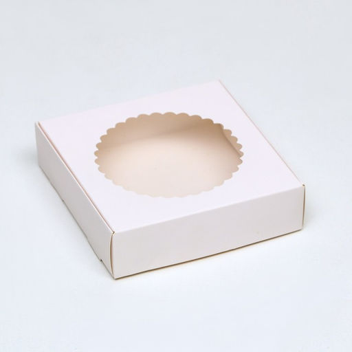 Цена за 6 шт. Коробка сборная, белая, с окном, 11.5×11.5×3 см