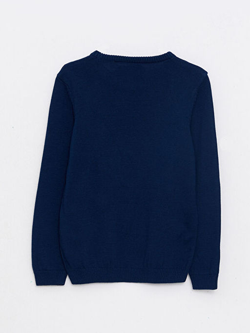 Bisiklet Yaka Desenli Uzun Kollu Erkek ?ocuk Triko Kazak - Waikiki фото 2