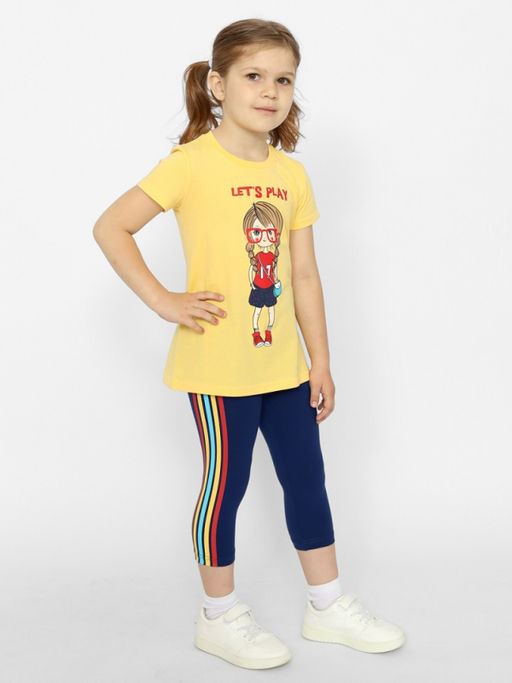 CRB wear/CWKG 90150-30 Комплект для девочки (футболка, брюки типа легинсы),желтый/Ex.Cherubino  фото 2
