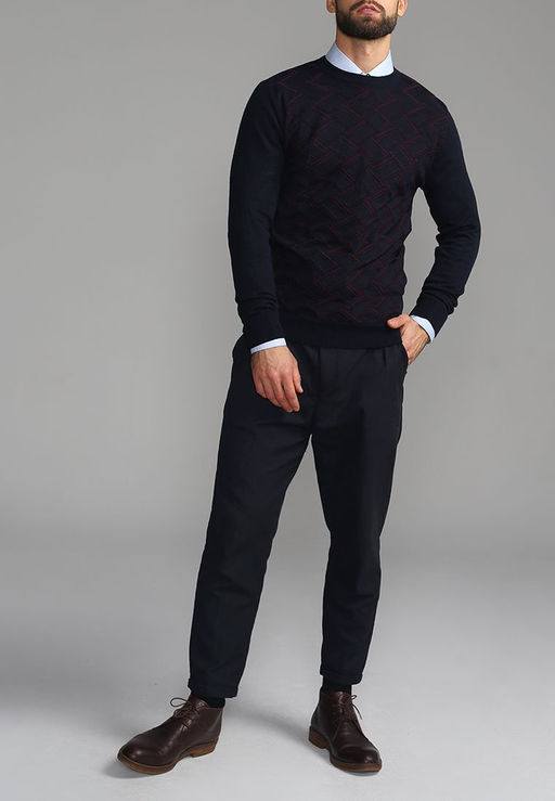 Джемпер мужской GREG G121-12-зигзаг D1 (синий/бордо)  фото 8