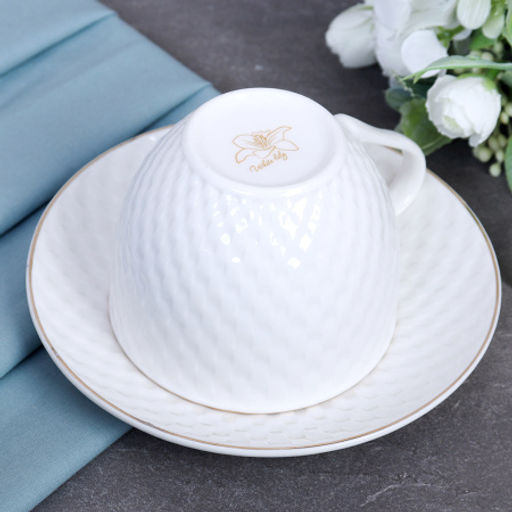 Чайный набор 12 предметов 250 мл / TC69M-12G 230 /уп 8/ Плетёнка костяной фарфор - Галеонтрейд фото 7