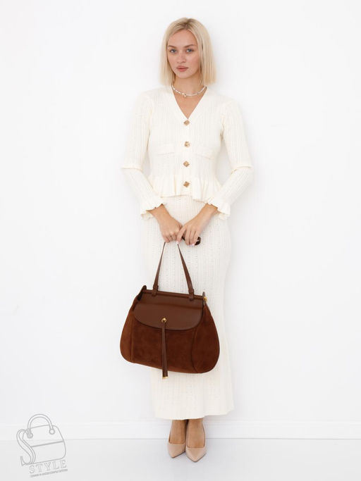 Сумка женская кожаная 1044M brown Polina&Eiterou