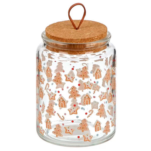 Банка 0.7 л 10х14 см с бамбуковой крышкой Печенье (500148) /DANIKS/