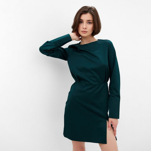 Платье женское короткое MINAKU: Silk pleasure, зелёное, размер 46