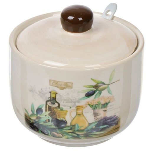 Сахарница 520 мл доломит с ложкой Левадия (419419) /DANIKS/