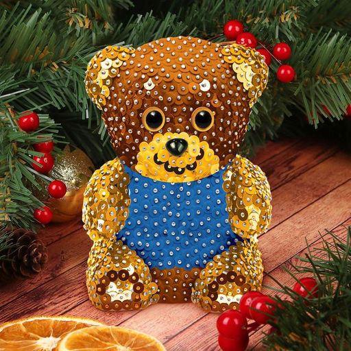 Набор для творчества. Игрушка пайетками Мишка 13,7 х 9,3 х 7,8 см + 3 цвета пайеток - Школа талантов фото 5
