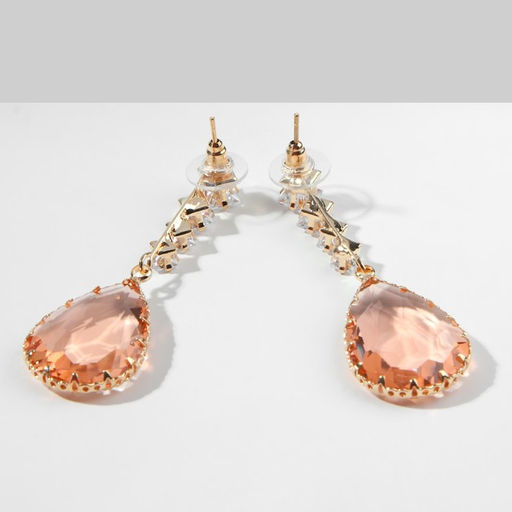 Серьги со стразами Эдем капля, цвет золотисто-белый в золоте - Queen fair фото 2