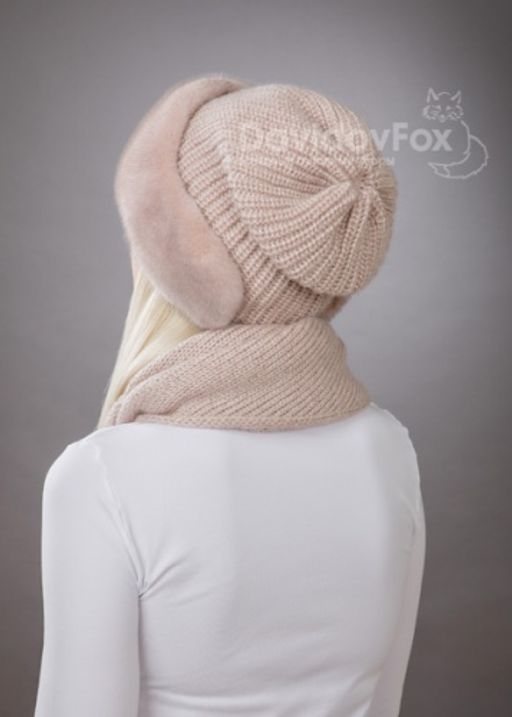 Комплект Ника норка трикотаж кизил косынка