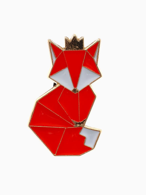 Значок Графичные животные лиса, оранжево-белый в золоте