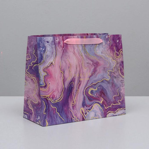 Цена за 2 шт. Пакет подарочный ламинированный, упаковка, «Разводы», ML 27 х 23 х 11.5 см