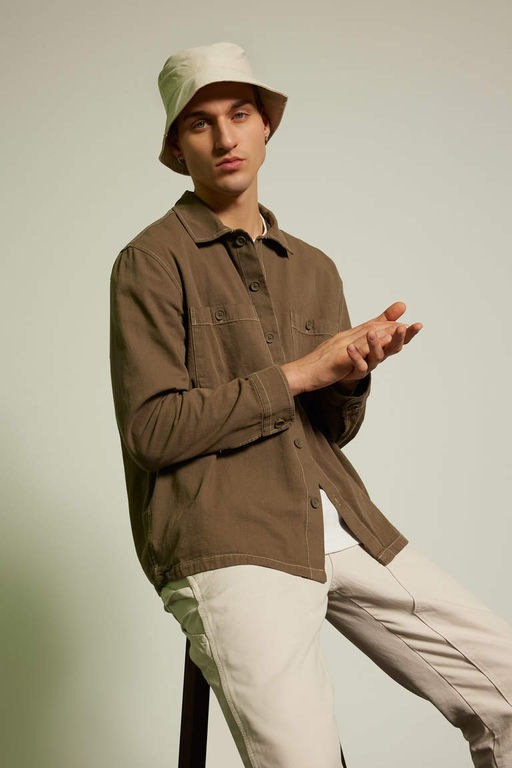 Хлопковая рубашка с длинными рукавами Relax Fit - Defacto фото 3