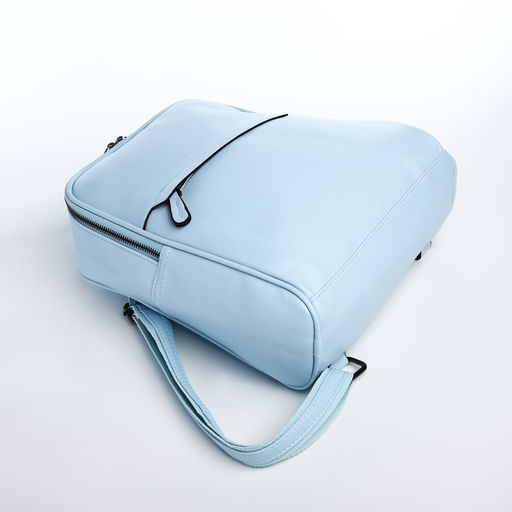 Рюкзак женский из искусственной кожи на молнии, 2 кармана, цвет голубой - Simaland фото 3