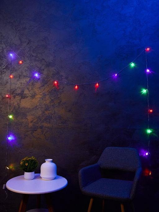 Гирлянда Нить 5 м с насадками Сердце малое, IP20, прозрачная нить, 20 LED, свечение мульти (RG/RB), мигание, 220 В - Luazon lighting фото 5
