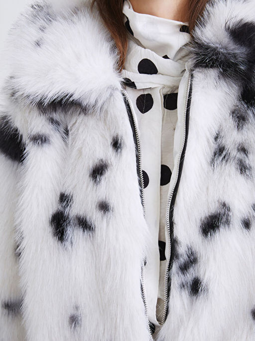 G?mlek Yaka Dalma?ya Desenli Kad?n K?rk Mont