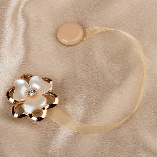 Цена за 2 шт. Подхват для штор «Цветок перламутровый», d=5.5 см, цвет молочный, золотой