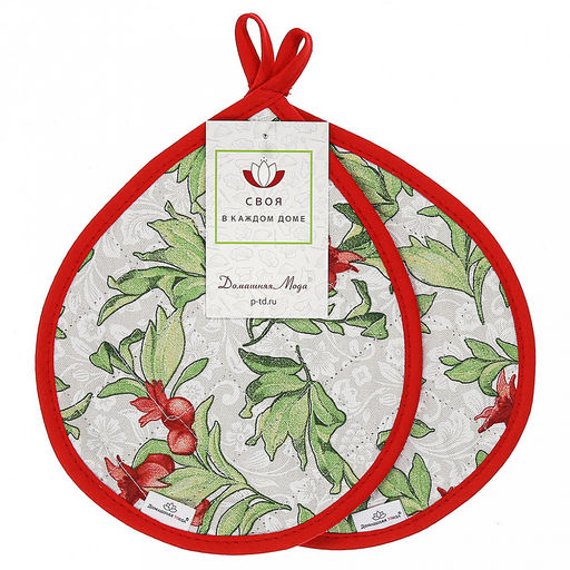 Кухонный комплект "Гранат К": прихватка 20х25см "Капелька" - 2шт, хлопок "Премиум" 191г/м2 - хлопок 100%, наполнитель - ватин 280гр/м2, "Домашняя мода" (Россия)