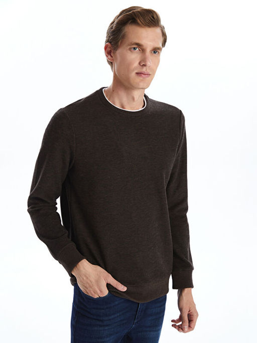 Bisiklet Yaka Uzun Kollu Erkek Sweatshirt