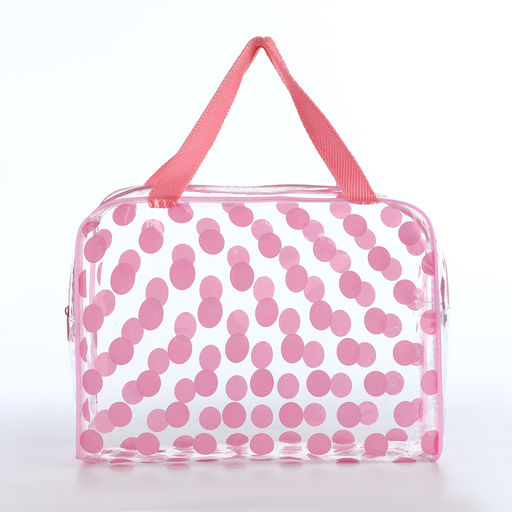 Косметичка-сумка на молнии для бассейна, с ручками, с принтом Горох, розовая - Simaland фото 2