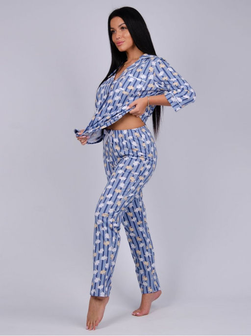 Пижама, домашний костюм ДК-515-зайцы голубой - Ihomelux фото 3