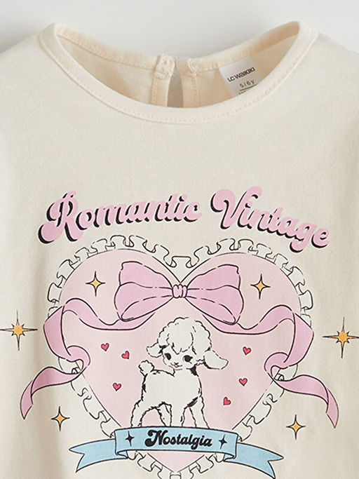 Bisiklet Yaka Bask?l? K?z ?ocuk Ti??rt