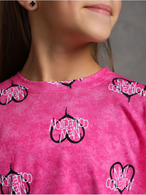 Футболка "Принт" Розовый Девочка