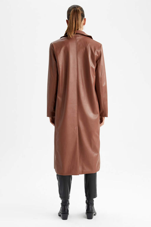 Водоотталкивающий плащ из искусственной кожи - Defacto фото 8