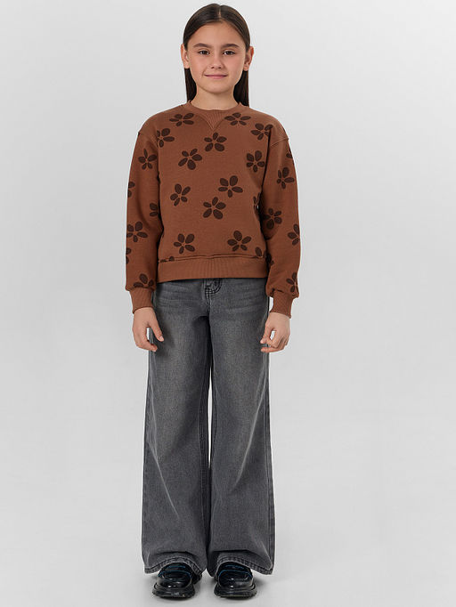 Свитшот для девочек коричневый