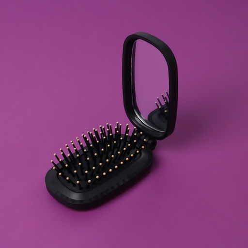 Расчёска массажная, складная, зеркалом, 9.5×5.5 см, чёрная