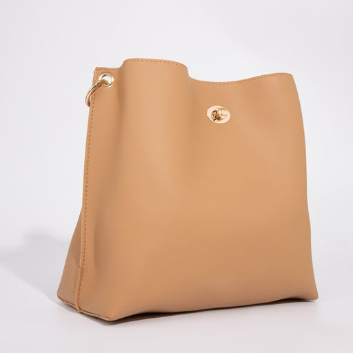 Сумка женская на застёжке, бежевая