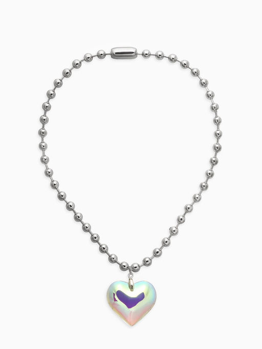 Кулон «Сердце» большое, цветное в серебре, 40 см