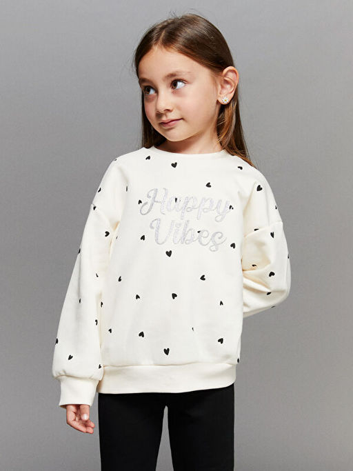 Bisiklet Yaka K?z ?ocuk Sweatshirt