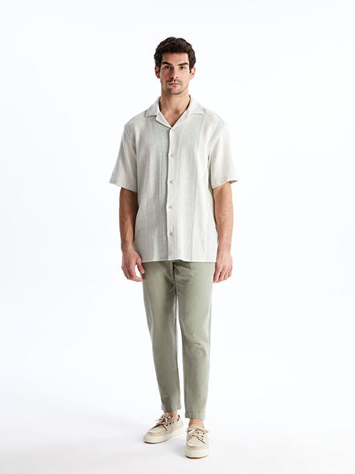 Regular Fit K?sa Kollu ?izgili Erkek G?mlek