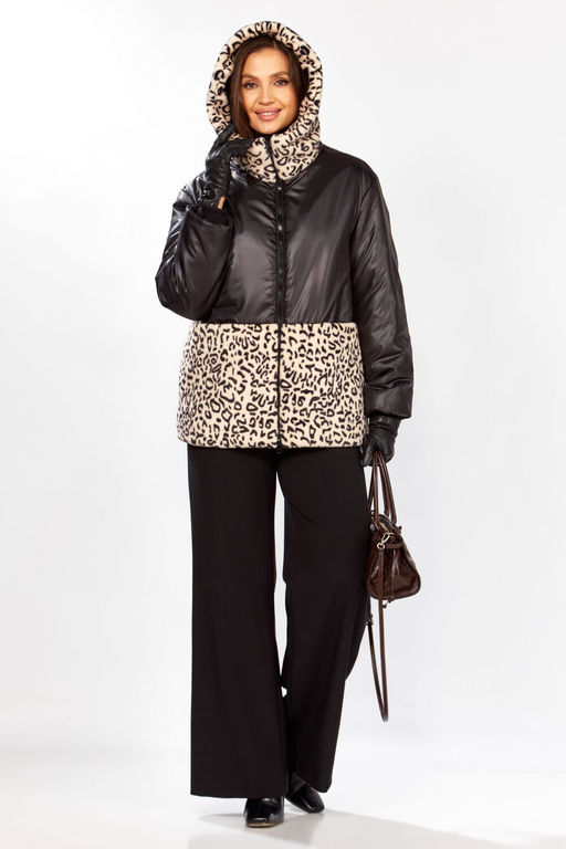 Куртка LADY SECRET 7296 черный+беж лео