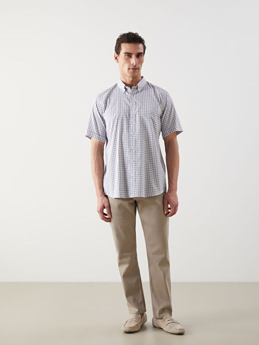 Regular Fit K?sa Kollu Ekose Erkek G?mlek