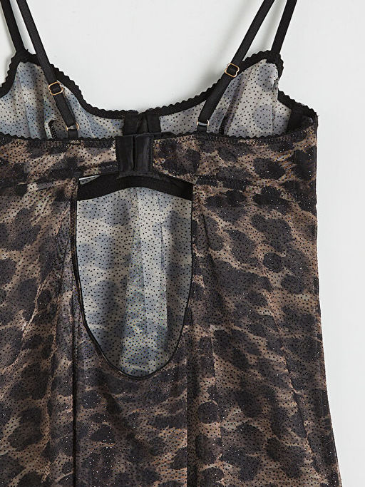 V Yaka Leopar Desenli Babydoll