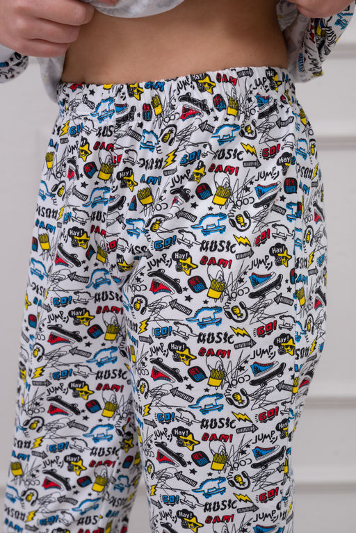 Пижама подростковая из кулирки пенье на манжетах Дрёма графити - Амадэль фото 4