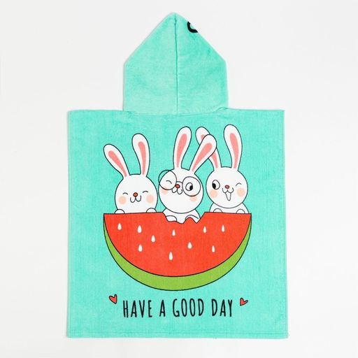 Полотенце-пончо детское махровое Крошка Я Зайчики 60х120см, 100% хлопок, 300гр/м2  фото 24