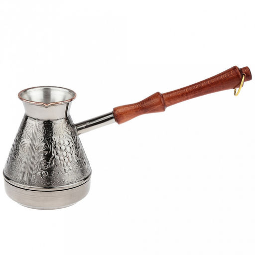 Турка медная 400мл "Виноград", д9см, h10,9см, s0,8мм, деревянная ручка (Россия)