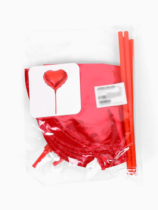 Воздушный шар фольгированный сердце с палочкой 10" "Красное" набор 5 штук