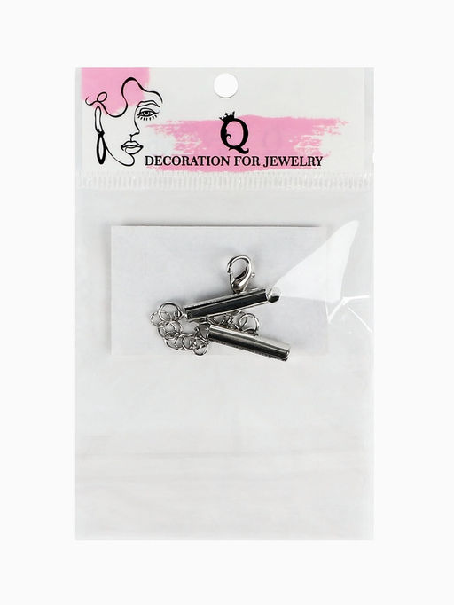 Цена за 2 шт. Концевик для браслета из бисера (пара) 20 мм, с цепочкой удлинителем, цвет серебро