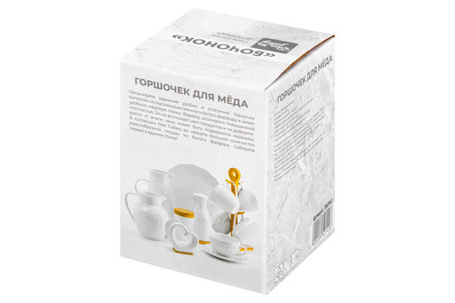 Горшочек д/меда 420 мл 10*10*13 см "Бочонок" + дерев. палка