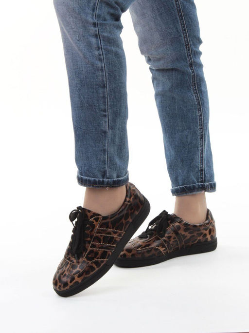 03-B6C-7PC BROWN/LEOPARD Кеды женские (натуральная кожа) - Фабричный китай фото 17