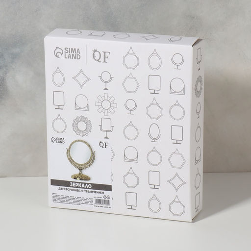 Зеркало декоративное, с увеличением х2, двустороннее, 13.8×17 см, (d=10 см), цвет золотой