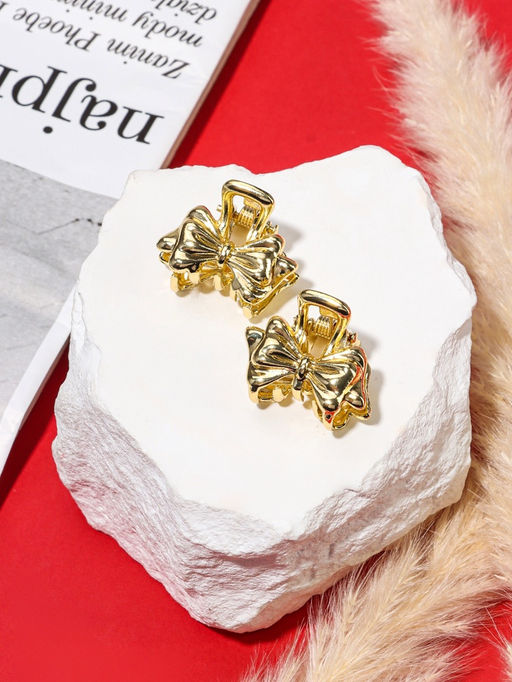 Цена за 2 шт. Крабики для волос «Либерти», набор 2 шт., бантик, 2 см, золото