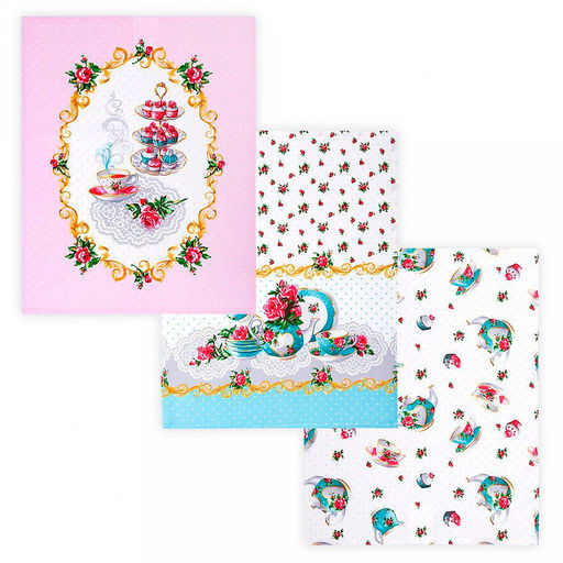 Полотенце кухонное рогожка 48х62см "Французский завтрак", 171г/м2, хлопок 100%, комплект 3шт, "Домашняя мода" (Россия)