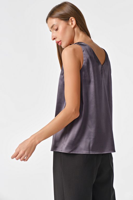 Топ атласный базовый под пиджак темно-серый