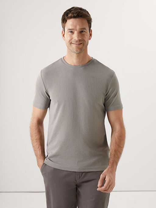 Bisiklet Yaka K?sa Kollu Erkek Dokulu Ti??rt