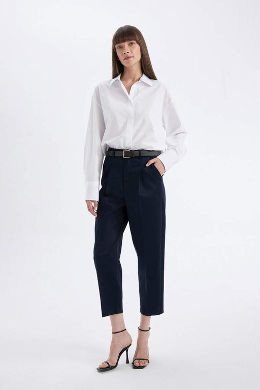 Укороченные брюки с карманами-морковками и высокой талией - Defacto фото 7