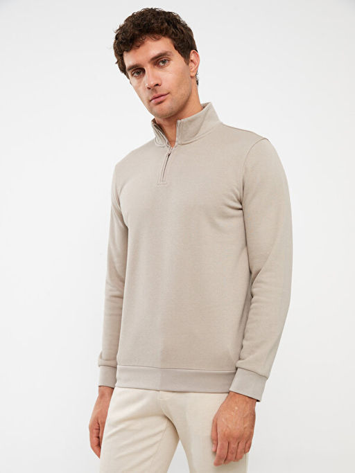 Dik Yaka Uzun Kollu Erkek Sweatshirt